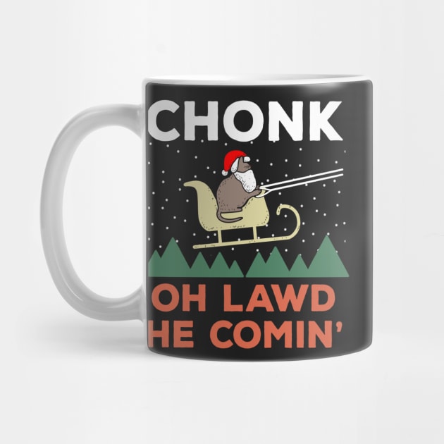 Oh Lawd He Comin Chonk Christmas Cat Santa by BraaiNinja